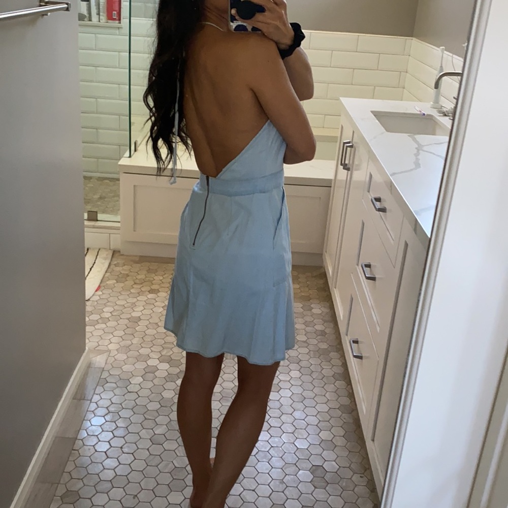 Chambray backless halter dress size XS